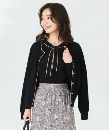 새상품급 any SIS [세탁 가능] 바이컬러 가디건
