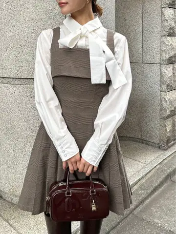 snidel 플리츠 미니 점프스커트 체크