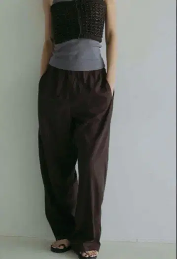 anuke chambray roguh pants 브라운 36