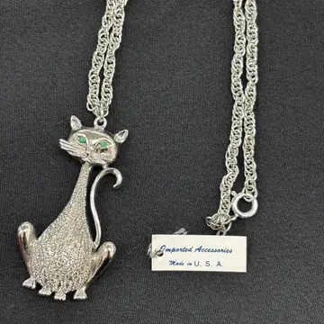 실버 고양이 모티브 목걸이 1950년대~1960년대 빈티지 목걸이