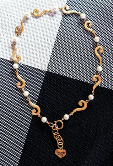 [빈티지] MOSCHINO BIJOUX 모조 진주 골드 목걸이