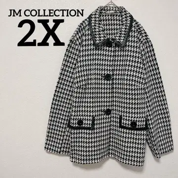 JM COLLECTION [ 2X ] 하운드 투스 패턴 테일러드 자켓