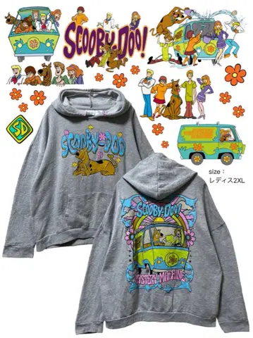 SCOOBY-DOO! 후드티 여성 2XL 그레이 USA 구제 의류