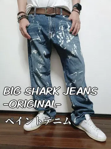 BIG SHARK JEANS 미 페인트 데님 Y2K 헤이세이