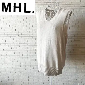 MHL. 코튼 린넨 니트 베스트 V넥 M 아이보리