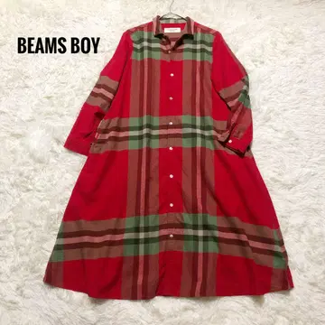 BEAMS BOY 빔즈 보이 빅 타탄 롱 셔츠 원피스
