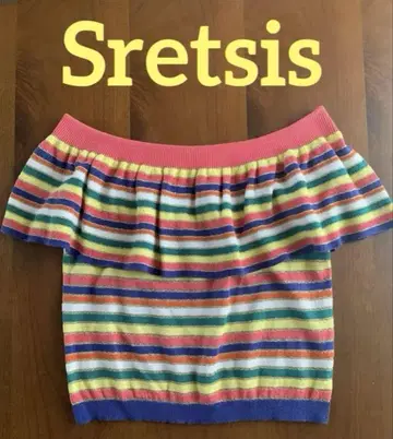 [ Sretsis ] 스레티시스 멀티 컬러 보더 오프숄더 니트