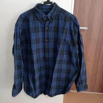 파랑과 블랙 체크 무늬 플란넬 셔츠