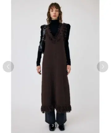 MOUSSY 프린지 니트 드레스 살로펫 스커트