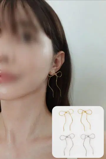 CREA jewelry 리본형 귀걸이 골드 실버 2세트