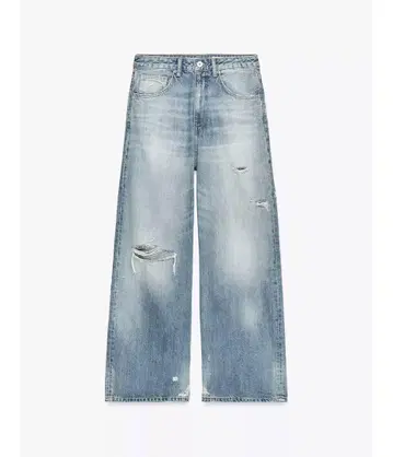 ZARA TRF 데미지 가공 미드 라이즈 배기 데님 팬츠
