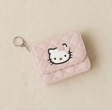 HELLO KITTY 퀼팅 카드 케이스 키 참 핑크
