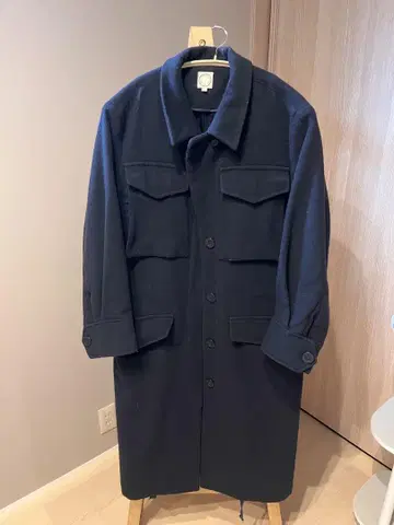 INES DE LA FRESSANGE 네이비 롱 코트