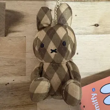 한국 한정판 미피 마스코트 키링 체크 브라운 베이지