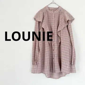 루니 LOUNIE 체크 프릴 긴팔 셔츠 울