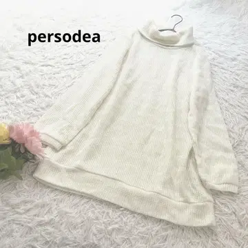 페르소 디어 [ L ] 상의 터틀넥 리브 긴팔 튜닉 빅 루즈