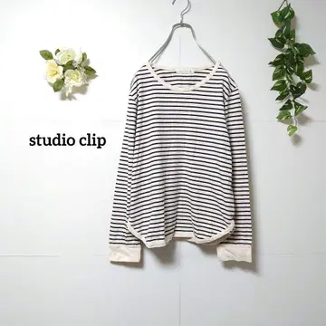 스튜디오 클립 보더 무늬 티셔츠