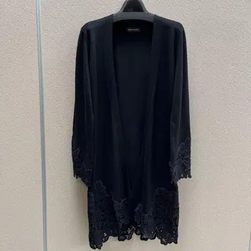 QUEENS COURT 블랙 레이스 장식 롱 가디건 사이즈 2