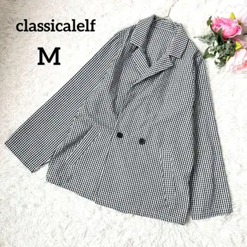 새상품급 클래식 엘프 테일러드 더블 버튼 자켓 체크 M 5792