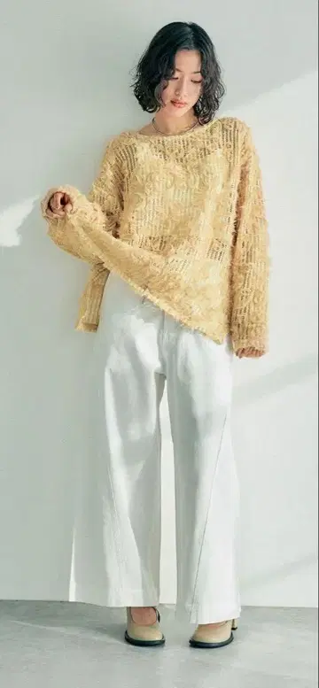 뉘앙스 패턴 레이시 긴팔 풀오버
