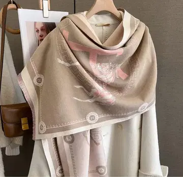 승마 프린트 캐시미어 파슈미나 대형 스톨