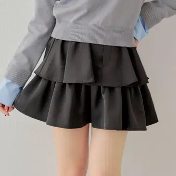 새틴 라이크 프릴 티어드 미니 스커트