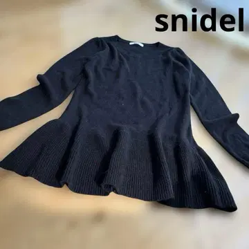 스나이델 프릴 니트탑 페플럼 니트 티셔츠 블랙 snidel