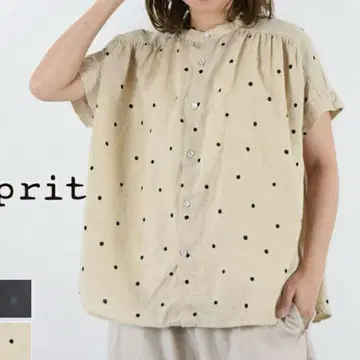 prit 20/1 린넨 코튼 거즈 도트 숏 슬리브 블라우스
