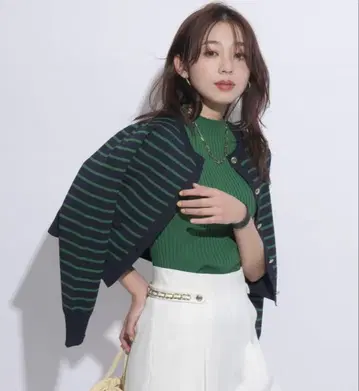 저스길리티 앙상블 니트 보더 그린