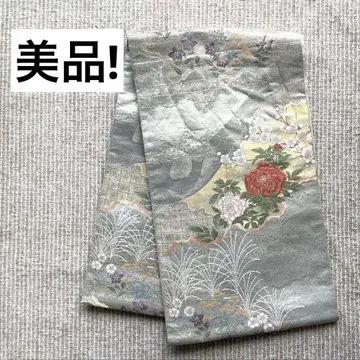 새상품급! 그레이 꽃무늬 후쿠로 오비
