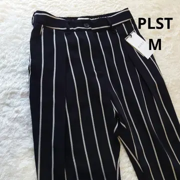PLST 테이퍼드 팬츠 네이비 스트라이프 캐주얼 팬츠
