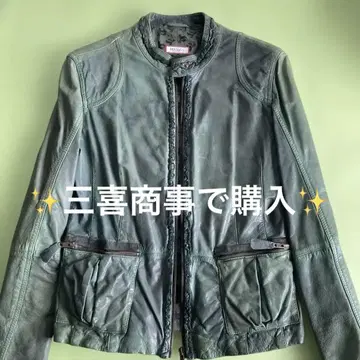 [ MAX&Co. ] 그린 컬러 가죽 아우터
