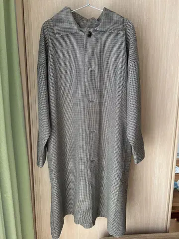 &yarn 체크 무늬 롱 코트