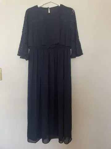 네이비 레이스 드레스