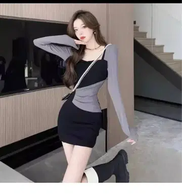 새상품 블랙 긴팔 미니 원피스 M