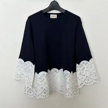 UNITED ARROWS 스캘럽 레이스 콤비네이션 니트