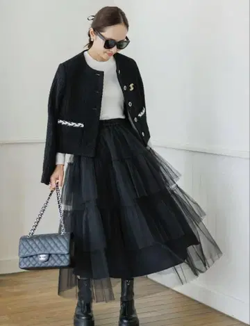 블루 레어 블랙 튤 캉캉 스커트