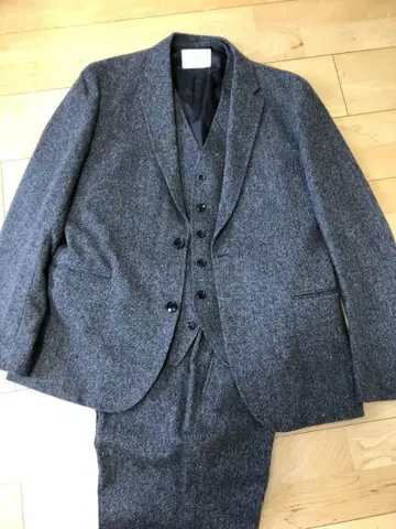 [ 새상품 ] INHERIT 울 혼방 캐주얼 수트 3피스 세트 그레이