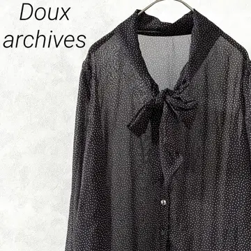 Doux archives 셔츠 블라우스 가슴 리본 도트 무늬 시스루