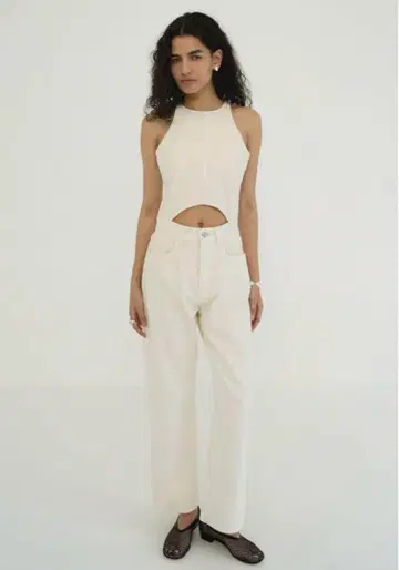 CLANE WAIST OPEN DENIM ALL IN ONE