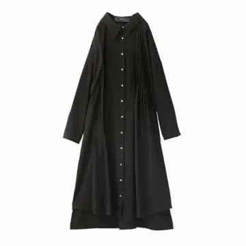 kOhAKU 아지메 핀턱 셔츠 원피스 블랙 오샤레 워커