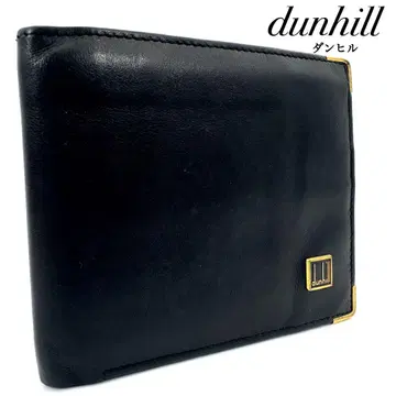 새상품급 dunhill 접이식 지갑 컴팩트 월렛 로고 금장 장식 블랙