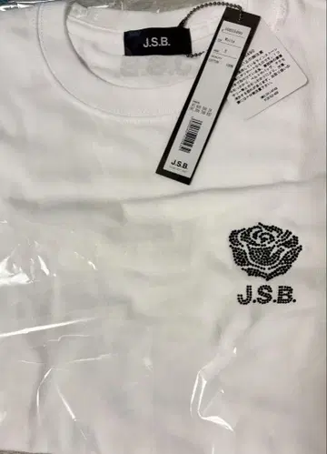 J.S.B. 화이트 T셔츠 장미 자수 S사이즈