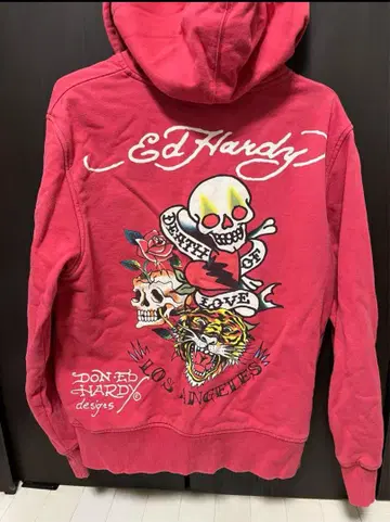 Ed Hardy 빨간색 집업 후드티 L