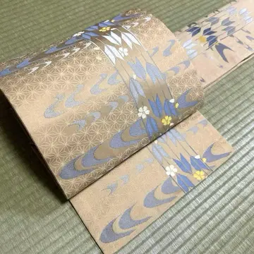순수 실크 나고야 오비 [화살 무늬 작은 꽃]