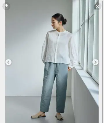 나카가와 마사시치 상점 반슈 직조 고밀도 테이퍼드 팬츠 블루 프리 린넨