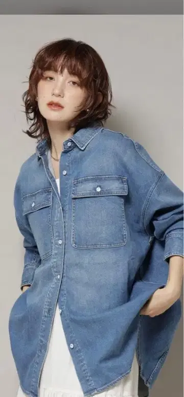 Healthy DENIM/Almond 데님 빅 셔츠