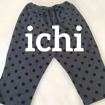 ichi 다크 그레이 도트 무늬 와이드 팬츠 코튼 린넨 사무엘