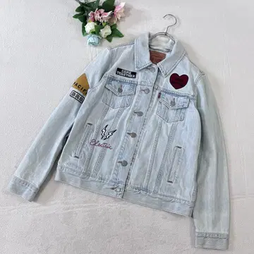 리바이스 [ S ] 코튼 100% 데님 자켓 자수 와펜