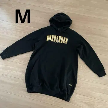 PUMA 블랙 골드 로고 후드티 원피스 쭈리 따뜻한 긴팔